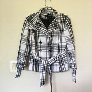 Sharagano Black/White Plaid coat jacket